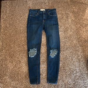 Free People High Waist Ankle Skinny Jeans Dark